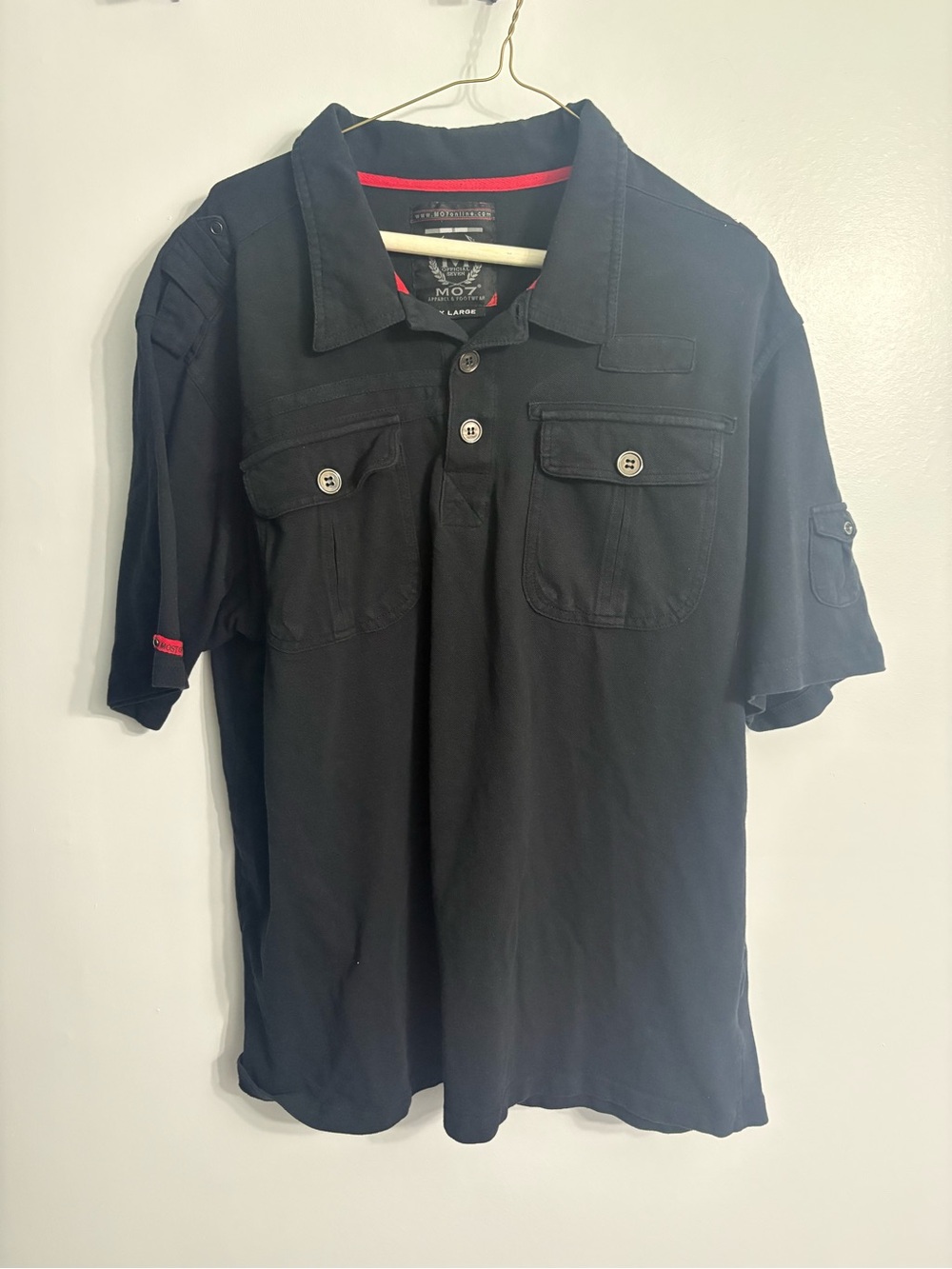 Black most official seven M07 men’s polo Y2K casual urban streetwear shirt 2XL